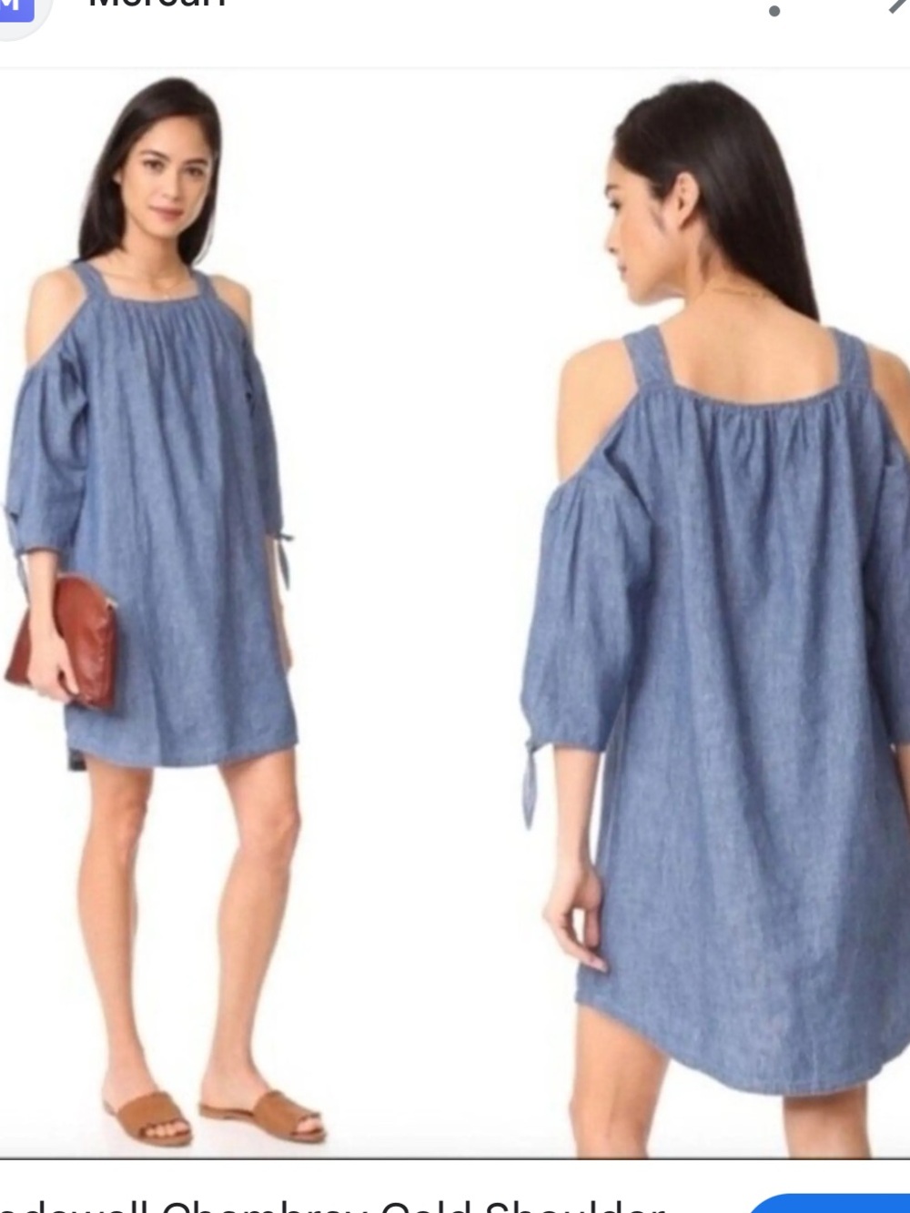 Madewell Chambray One-Shoulder Cold-Shoulder Dress - Light Blue
